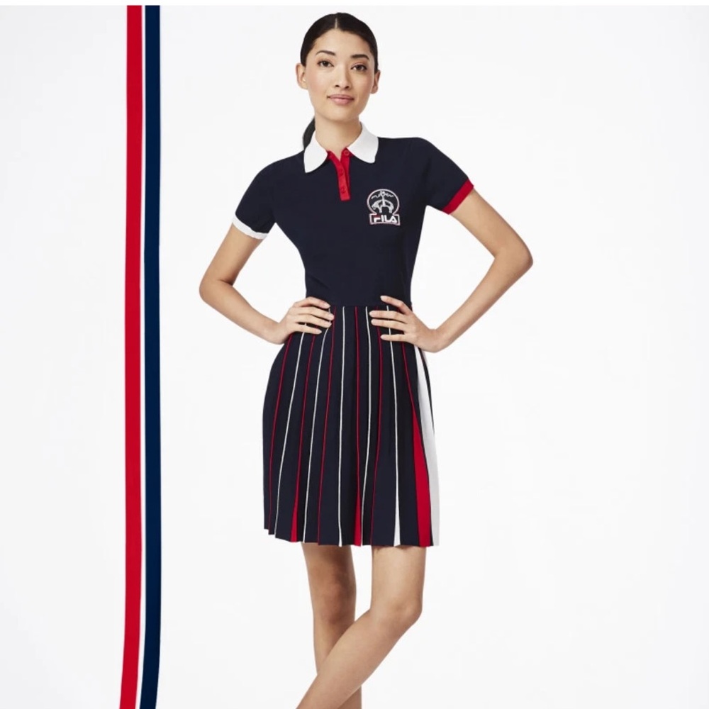 Brooks Brothers x Fila Collab Navy, Red, White Polo Dress